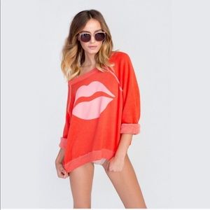 Wildfox first kiss knit sweater electric red small